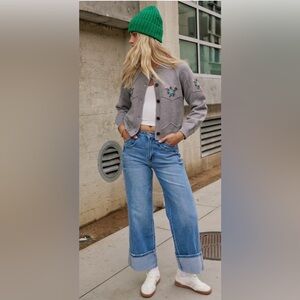 Jade Cuffed Wide Leg Jeans in Medium Wash (Vervet) from Bohme